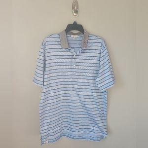 Peter Millar Blue Striped Polo Shirt Short Sleeved